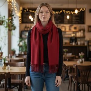 NWT Style & Co Unisex Red Scarf Herringbone‎ Weave Soft Gifts Stocking Stuffer